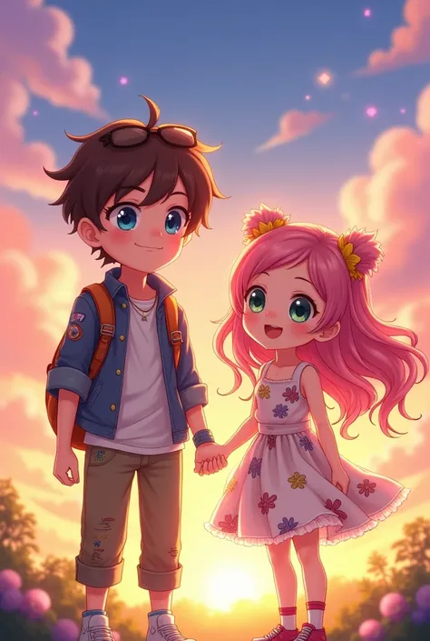 An anime cute boy and a girl in one wallpaper 