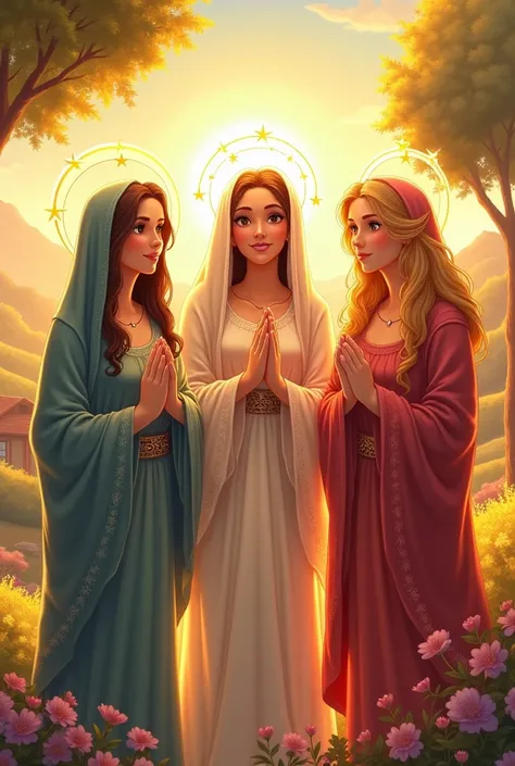 Disney-style drawings
of the women of the Bible, including Mary, the mother of Jesus, Mary of Nazareth, and Mary Magdalene 
