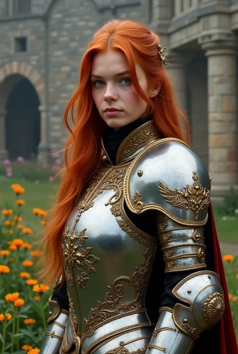 20 year old girl, redhead, with armor, duchess