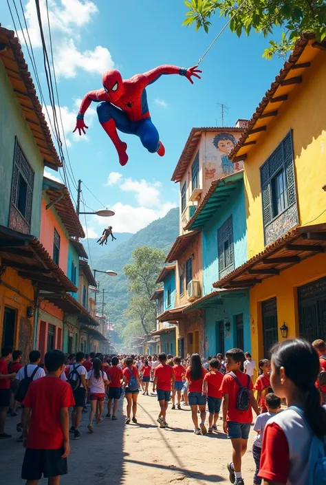 A Brazilian at school, spiderman on the street, Homem de ferro
