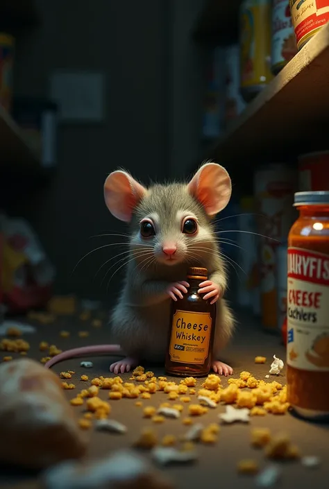 realistic mouse with alcohol problems
