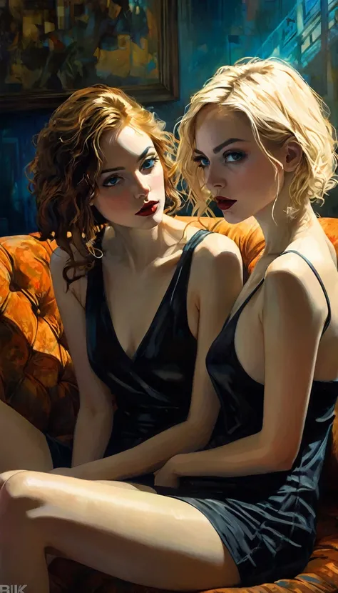 lesbianism, two sexy girls,on the sofa in a living room with views of a Greek town, affectionate (best quality, 4k, 8k, high resolution, masterpiece: 1.2), ultra-detailed, (realistic, photorealistic, photorealistic: 1.37), details intricate, vivid colors, ...