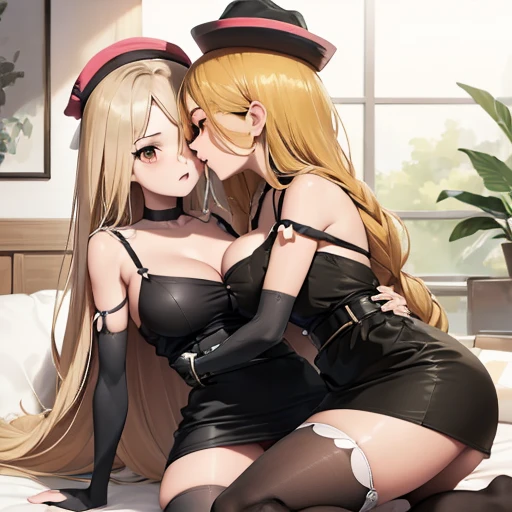 ((having hot lesbian sex in the bedroom. They are kissing, fondling, licking and with so much passion, these brunettes are so damn hot.)),thicc,(masterpiece, best quality:1.4), absurdres, highres, ultra detailed, beautiful, (secretary), (perfect face, deta...