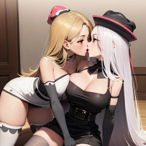 ((having hot lesbian sex in the bedroom. They are kissing, fondling, licking and with so much passion, these brunettes are so damn hot.)),thicc,(masterpiece, best quality:1.4), absurdres, highres, ultra detailed, beautiful, (secretary), (perfect face, deta...