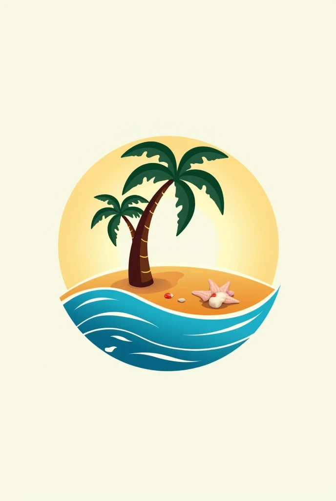 Logo for a travel agency called Los Roques Adventurs, beach theme