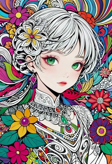 official art, colorful, 非常to詳細, beautiful and aesthetic, beautiful, masterpiece, highest quality, (zentangle, colorful, tangle, ...