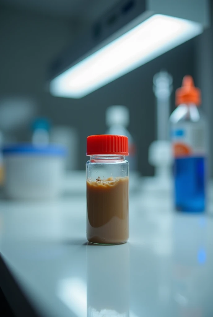 stool sample jar,  1/4 full with lid

