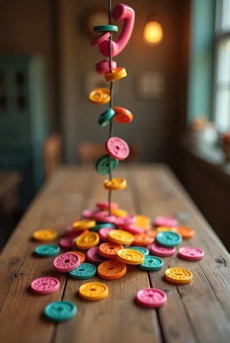 Telephone tokens falling on a table, at the same time with neutral tones with space to put a title
