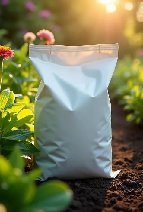 a closed white bag for fertilizer