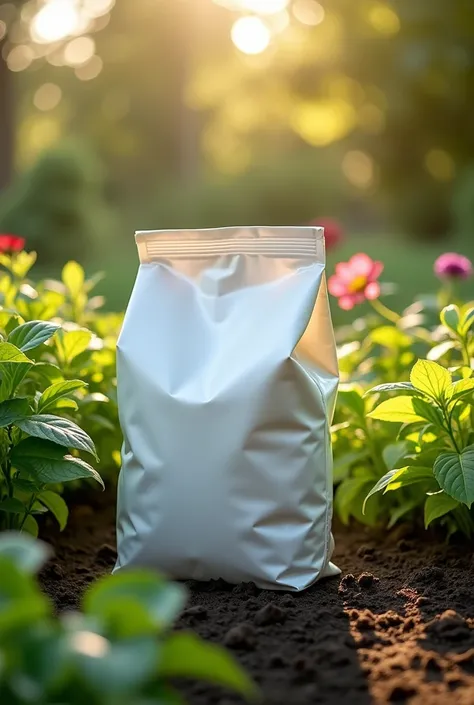 a closed white bag for fertilizer