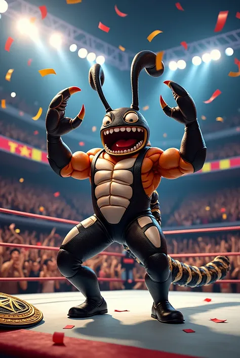 Cartoon scorpion dressed like wrestler sting 