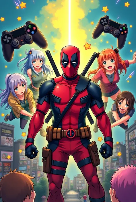 A cover image for a Youtube channel named Animaplay, featuring anime characters and cartoon characters like Deadpool and many anime characters.