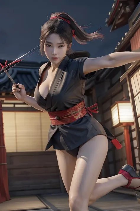 Highest quality,Ultra HD,Best AI Images, Full body photo,(beautiful face like a Japanese actress), ((Silver Hair 1.2)，Very detailed vfx portrait of, Female Ninja, Japanese kunoichi, cgsociety and Zhong Feng Hua, Covert behavior, Female Ninja, ((A scene of ...