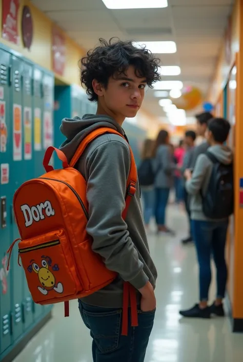 A student , with a Dora the Explorer backpack , Hes a gossip , handsome , intelligent , with bad jokes 