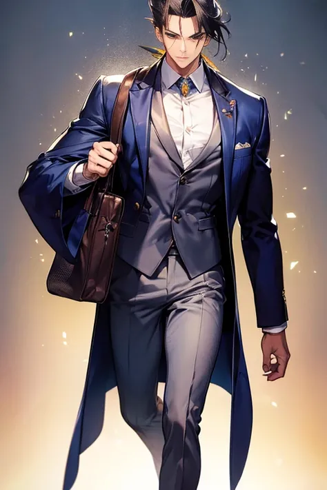 high school student,height: 175cm,Practical Muscles,Slim Macho,Domon Kash,Old scar on left cheek,Anatomically correct, Corruption, Attention to detail, Textured skin, Ultra-high resolution, High School Uniform、Navy blue blazer,White shirt,Grey slacks,Leath...