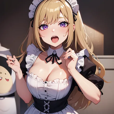 Girl in a maid costume, making ahegao face 