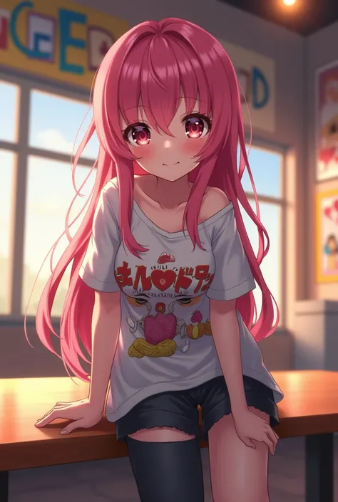 Sexy anime girl without pants on top of a table