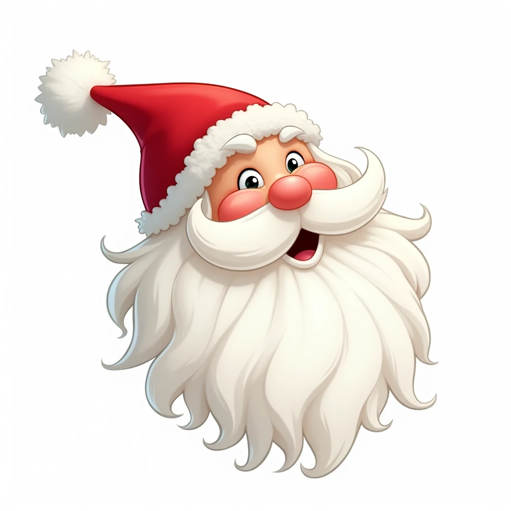 Santa Claus beard and hat, Christmas costume accessory, cartoon style, isolated on white background