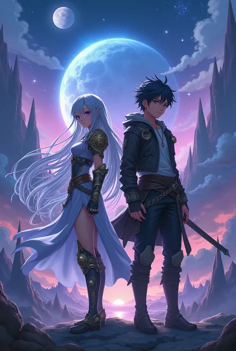 Epic anime girl and boy (boy age is 29 girl age is 39) in unknown power world 