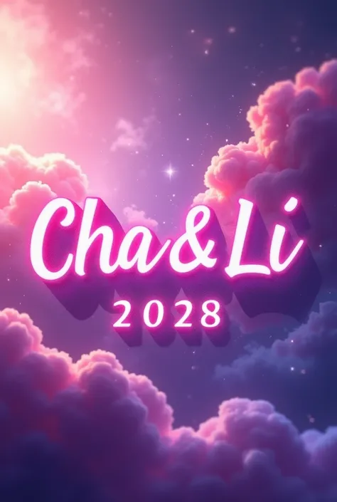 create a name  " Cha&Li2028 "
then color it with pusha pink with combination of purple
