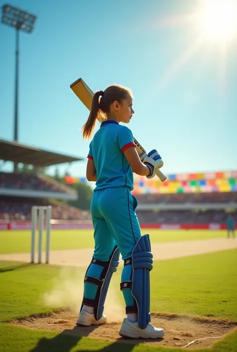 Girl cricket batting 