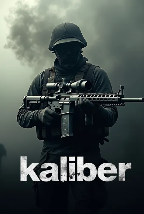 M82 with the word kaliber below it with Smoke in the Background