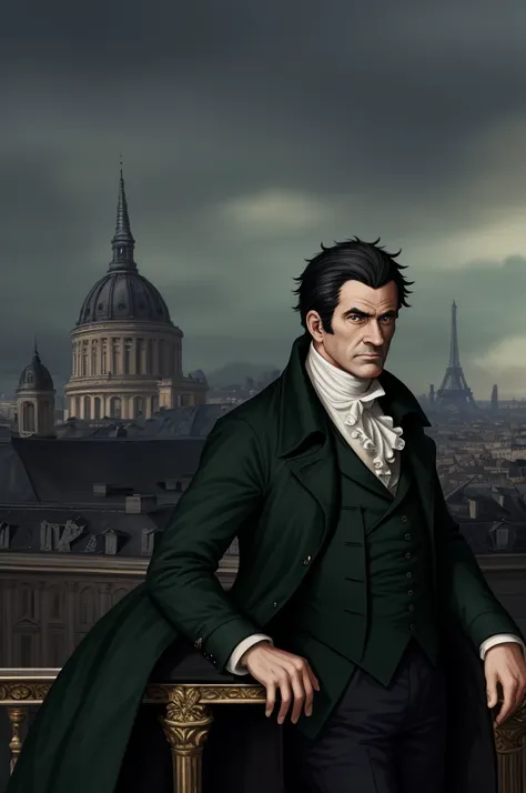 highest quality, masterpiece, high resolution,，french，french revolution politician，（french cityscape_background），middle-aged men...