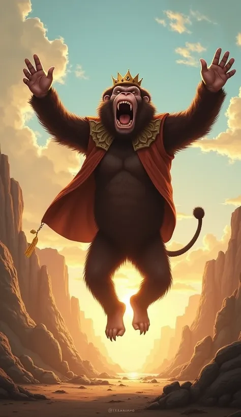 ape:
jumping with joy Yes, Your Majesty! You are truly our king