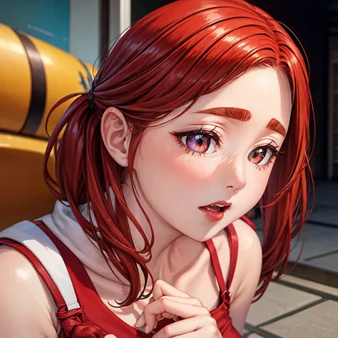 (masterpiece),(best quality:1.0), (Ultra-high resolution:1.0), Detailed description, 8K, Japanese cartoons, 1 Girl, beautiful Japanese cartoons girl, Wearing a red dress, corolla, Pretty Face, Delicate face, beautiful eyes, Delicate eyes, Crimson eyes, Bri...