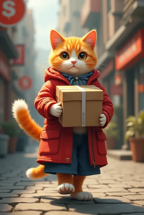 Nekopos、Cat and post office fusion、A cat delivering packages、Realistic depiction