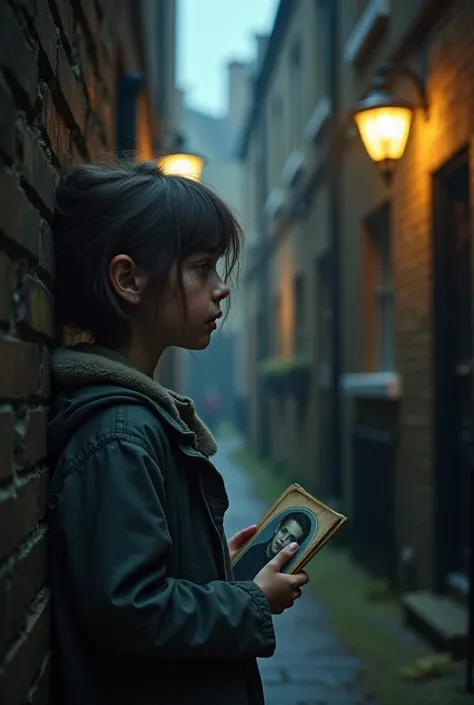 The blue-eyed girl cries over the boy&#39;s death, while the child is hiding in an alley in London