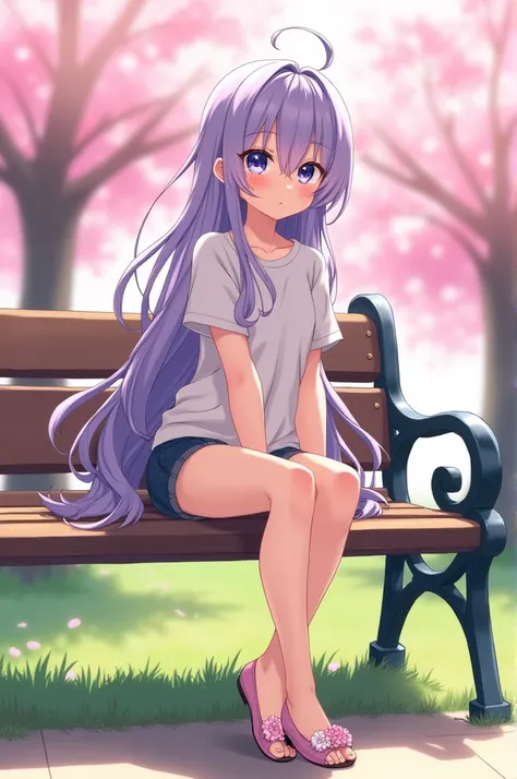 Anime girl showing her legs with flat shoes without panties