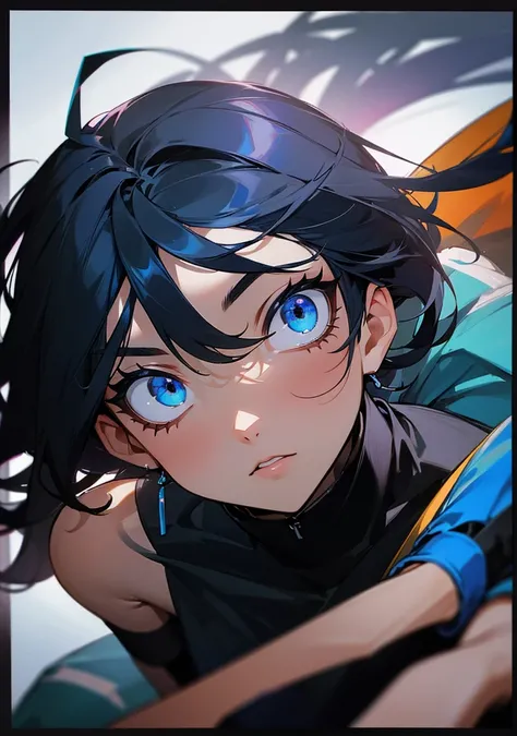 Blue eyes black hair no tatoos man