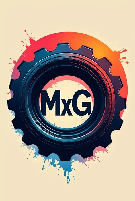 Give me logo these words MxG Theory And Doing with gear and sportked wheel