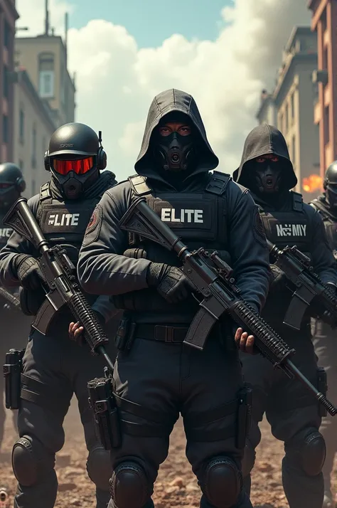 An image of a clan from a gun game that has the words New Elite 