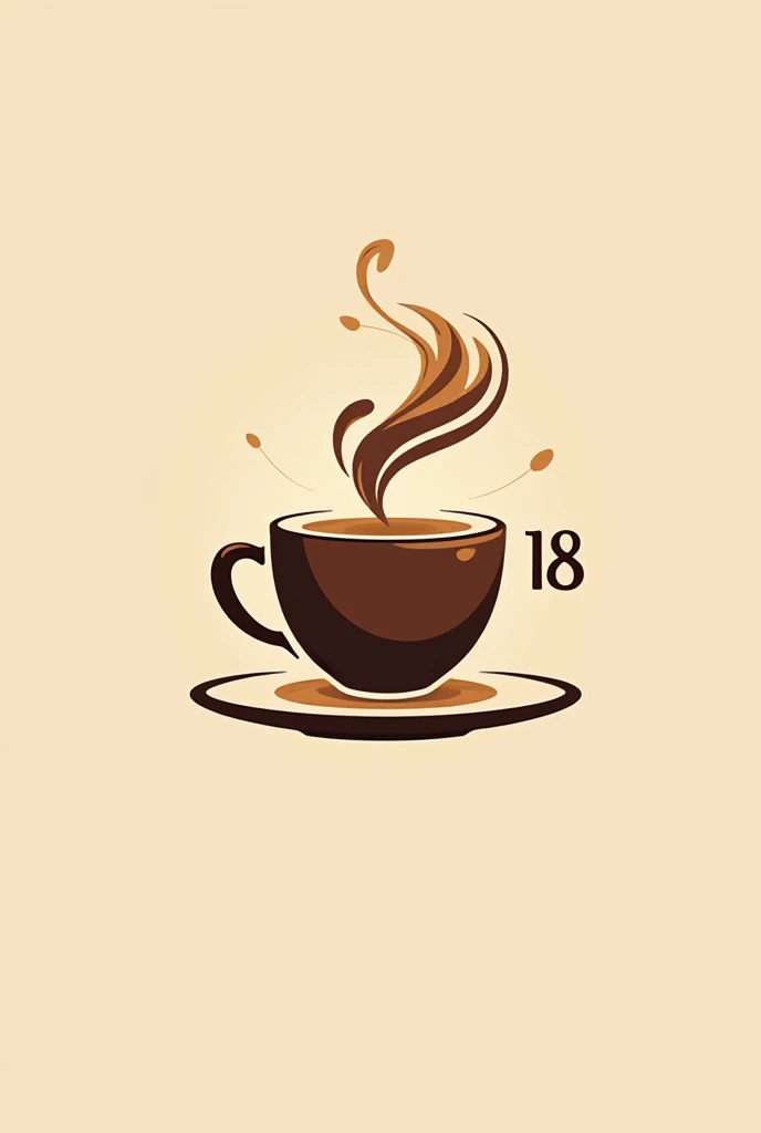 Create a vector logo for Kantin 18 with a design where the text merges with a coffee cup.