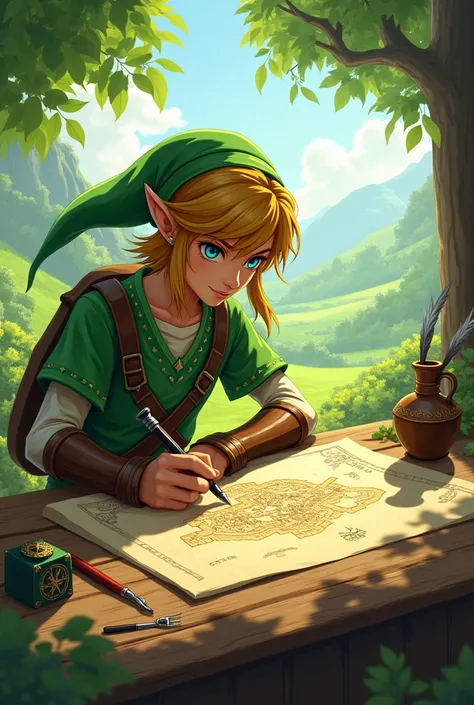 Link drawing something from legend of zelda
