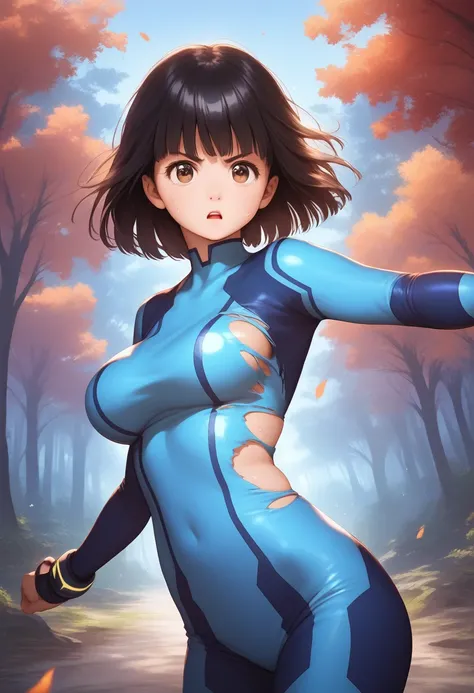 score_9,score_8_up,score_7_up,masterpiece,best quality, source anime, realistic, super detailed, extreme detailed, rating_safe, 
1girl, solo, fighting pose, cowboy shot,
BREAK 22yo, short hair, bob cut, (blunt bangs), black hair, (tareme, detailed cute bro...