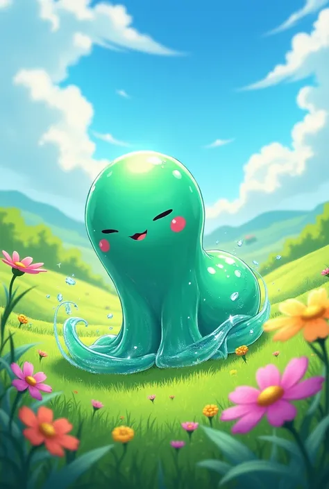 Slime　grassland　anime　core　transparent