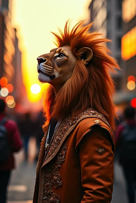 Man wearing custom lion head hat ,  fit to the head, full head cover