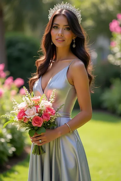 (​masterpiece, best quality:1.5), highest quality, High resolution, super detailed, Realists, Full body photo of a 22 year old brunette bridesmaid, detailed and beautiful eyes, beautiful detailed lips, very detailed eyes and face, longeyelashes, 22-year-ol...