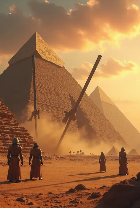 The pyramids are being cut out with giant saws