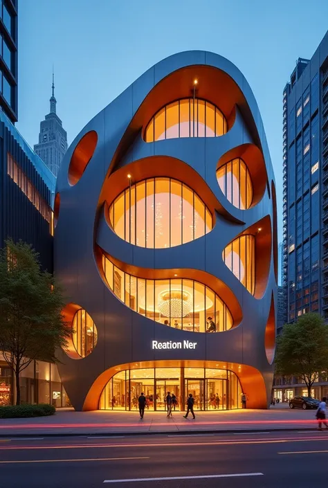 Modern and contemporary theater facade, using circular and rounded shapes