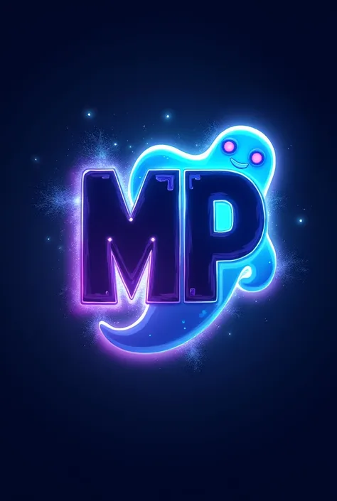  Mascot Gaming  logo of name "MP" , MIDNIGHT POWER , manipulation logo ,  Ghost character behind text