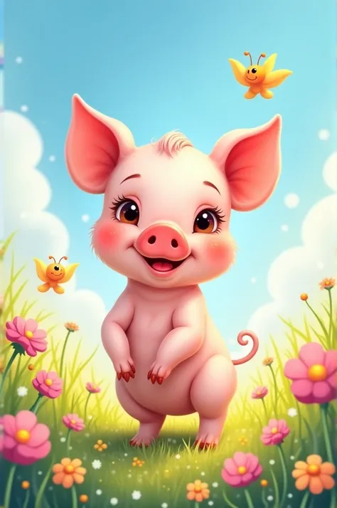 Cute pig illustration for children