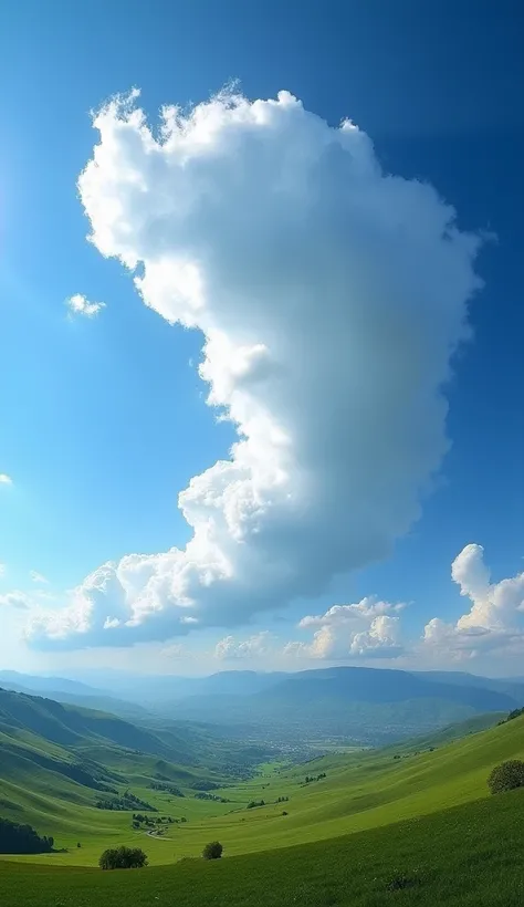 A wide-angle view of a Morning Glory cloud, an enormous roll cloud stretching across the sky. The cloud is long and cylindrical, resembling a giant tube that extends for kilometers across the horizon. It floats just a few hundred meters above the ground, w...