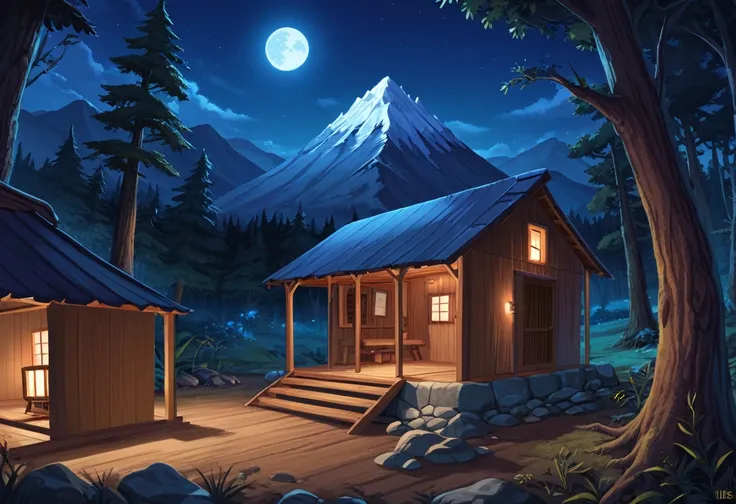 Late at night, deep in the forest in the mountains. In the pitch dark, only one old wooden hut can be seen in the distance. No one lives there.