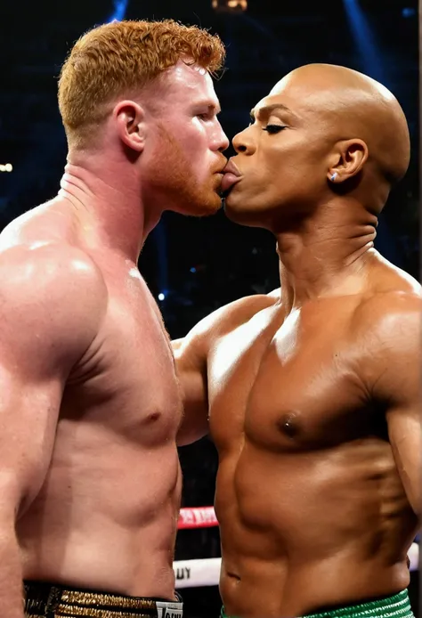 Boxer Canelo Alvarez muscular nude and RuPaul passionately kissing