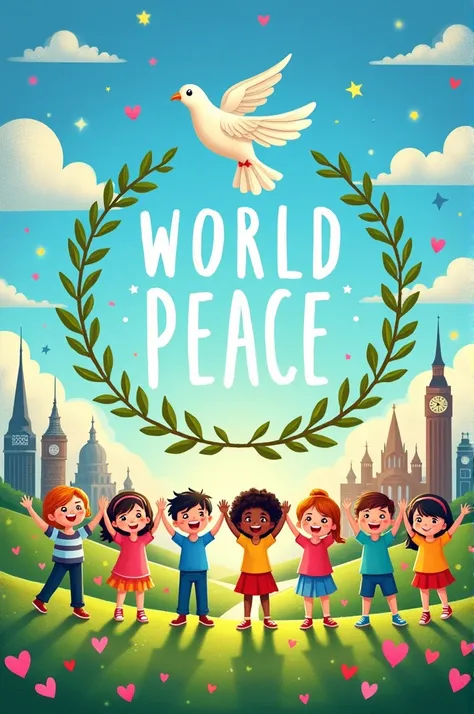 International Peace Poster、world peace、5th grade elementary school、、love&piece