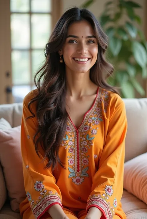 24 year old portrait beutiful girl  dress kurta pajama wearing at home